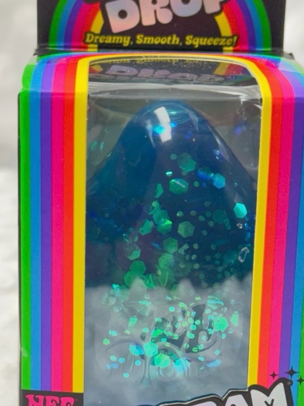 Needoh Drop Blue Glitter Squeeze Toy for Kids new and authentic